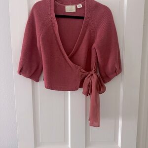 Cropped wrap sweater. Size S. Beautiful deep mauve color.